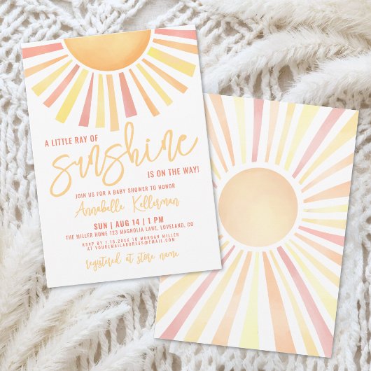 Invitation Baby Shower Sunshine Boho Bébé