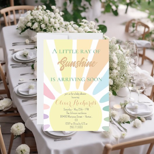 Invitation Baby shower Sunshine Boho Retro Baby shower rose