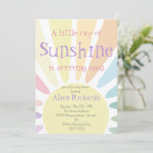 Invitation Baby shower Sunshine Boho Retro Baby shower rose (Debout devant)