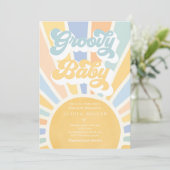 Invitation Baby shower Sunshine Boho Retro super pour bébé (Debout devant)