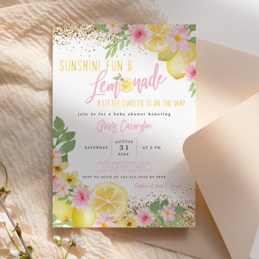 Invitation Baby shower Sunshine Fun et Lemonade