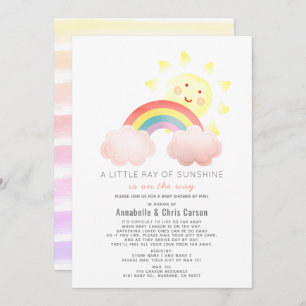 Invitation Baby shower Sunshine & Rainbow par courrier