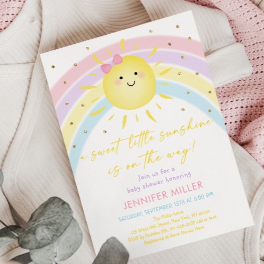 Invitation Baby shower Sunshine Rainbow Pastel