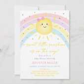 Invitation Baby shower Sunshine Rainbow Pastel (Devant)