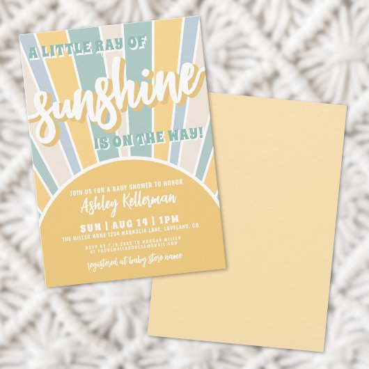 Invitation Baby shower Sunshine Retro Sun Boy