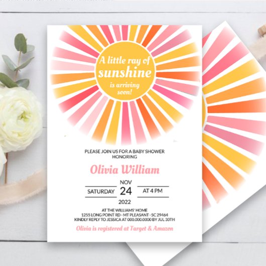 Invitation Baby shower Sunshine, Un Petit Rayon