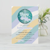 Invitation Baby shower Super Blue Retro (Debout devant)