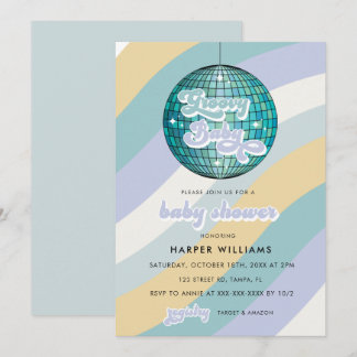Invitation Baby shower Super Blue Retro