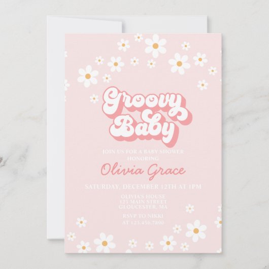 Invitation Baby shower Super Daisy Rose (Devant)