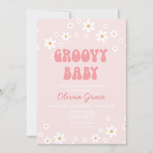 Invitation Baby shower Super Daisy Rose (Devant)