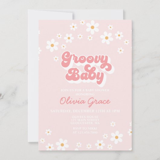 Invitation Baby shower Super Daisy Rose (Devant)