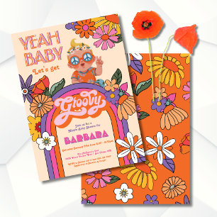 Invitation Baby shower Super de Hippie 70's 60