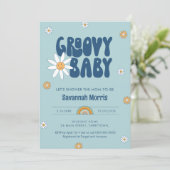 Invitation Baby shower Super HIPPIE DAZE (Debout devant)