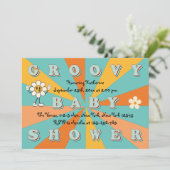 Invitation Baby shower Super les années 70 rétro (Debout devant)