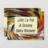 Invitation Baby shower super Lumineuse Cravate rétro (Devant / Derrière)