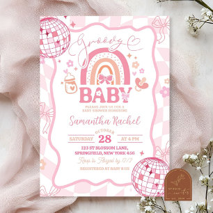 Invitation Baby shower Super Pastel Retro Rainbow