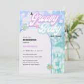Invitation Baby shower super pour bébé Pastel Tie Dye (Debout devant)