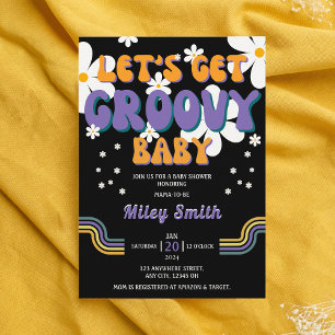 Invitation Baby shower Super rétro les années 70 80s Girl Hip