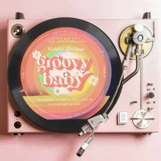 Invitation Baby shower super Retro Vinyl