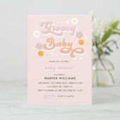Invitation Baby shower Super rose rétro (Debout devant)
