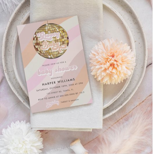 Invitation Baby shower Super rose Retro