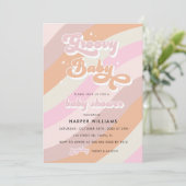 Invitation Baby shower Super rose Retro (Debout devant)