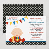 Invitation Baby shower superhero Bunting (Devant / Derrière)