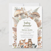 Invitation Baby-Shower sur le thème de la forêt (Devant)