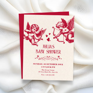 Invitation Baby shower sur le thème de l'amour et de cupidon