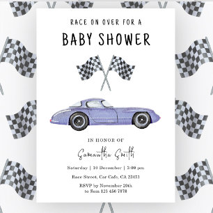 Invitation Baby Shower sur le thème des Courses Automobiles