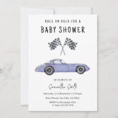 Invitation Baby Shower sur le thème des Courses Automobiles (Devant)