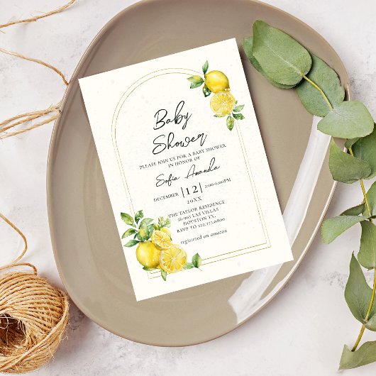 Invitation Baby Shower sur le thème du citron et des agrumes
