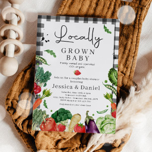 Invitation Baby-Shower sur le thème du Marché de Producteurs 