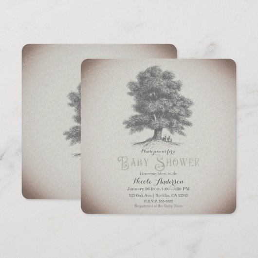 Invitation Baby Shower sur le thème d'un conte de fée rustiqu (Devant / Derrière)