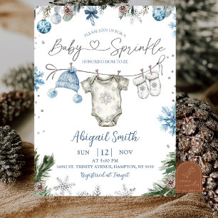 Invitation Baby Shower sur une corde à linge pour bébé de Noë