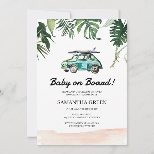 Invitation Baby shower surf (Devant)