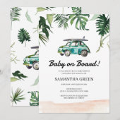 Invitation Baby shower surf (Devant / Derrière)