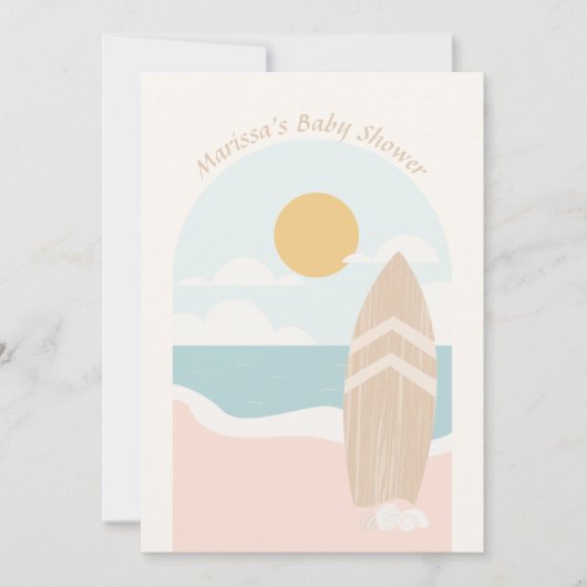 Invitation Baby shower Surfboard Beach (Devant)