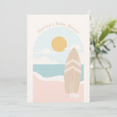 Invitation Baby shower Surfboard Beach (Debout devant)