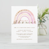 Invitation Baby shower surprise arc-en-ciel neutre (Debout devant)