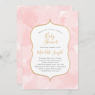 Invitation baby shower surprise de couleur rose moderne