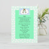 Invitation Baby shower surprise - Teddy sur Green (Debout devant)