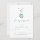 Invitation Baby shower suspension bleu aquarelle (Devant)