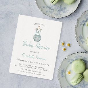 Invitation Baby shower suspension bleu aquarelle