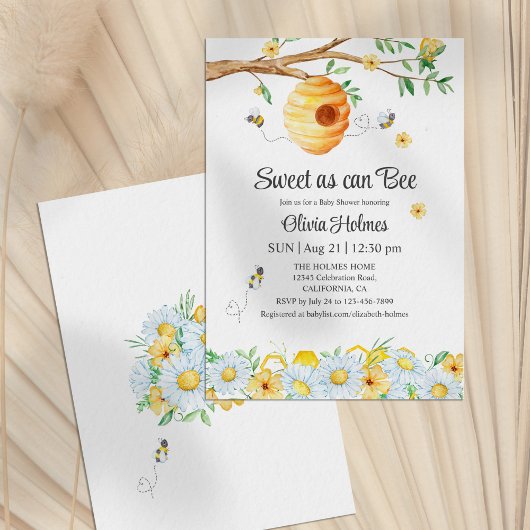 Invitation Baby shower "Sweet as can Bee"