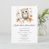 Invitation Baby shower Sweet Boho Owl (Debout devant)