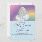 Invitation Baby shower Sweet Cute Elephant C'est un garçon Ph (Devant)