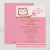 Invitation Baby shower Sweet Heart Owl (Devant / Derrière)
