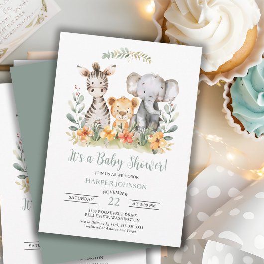 Invitation Baby shower Sweet Jungle Safari