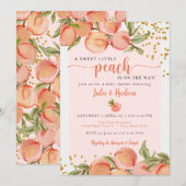 Invitation Baby shower Sweet Little Peach (Devant / Derrière)